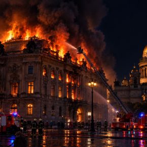Пожар на Исаакиевской площади в особняке Миллера: Беглов пообещал что всё восстановят