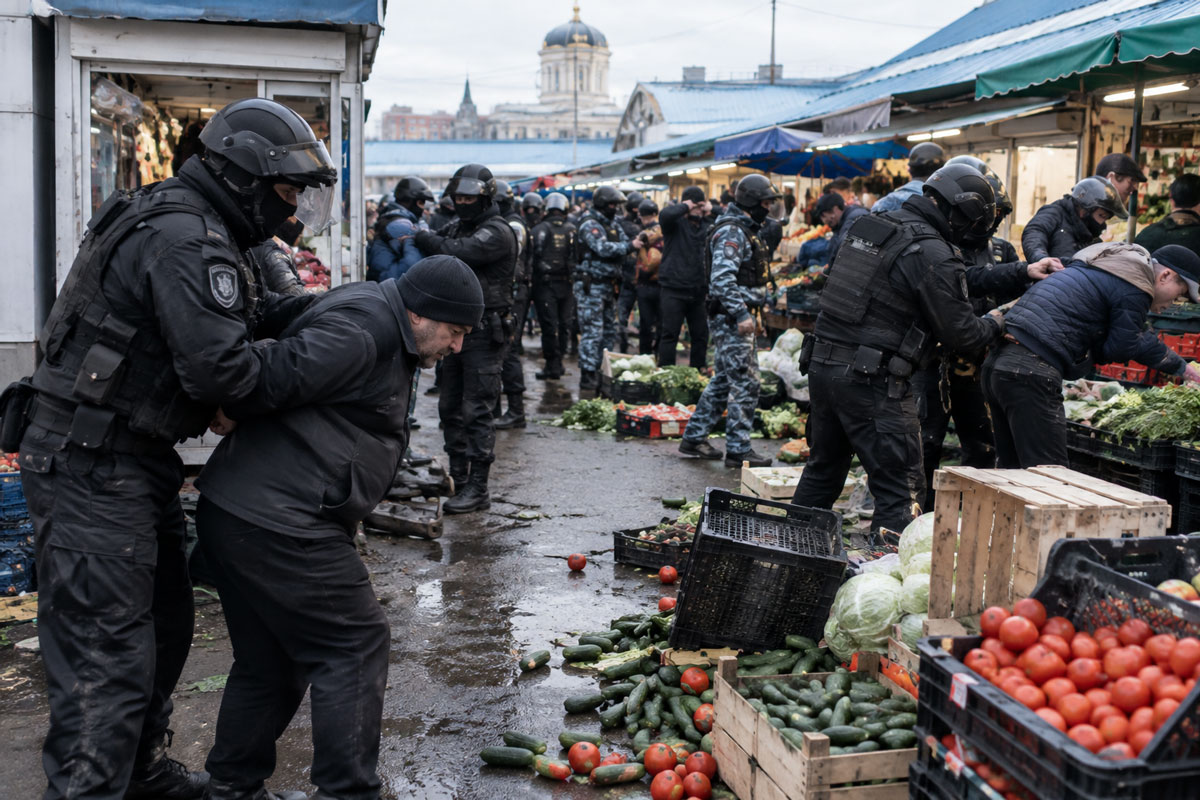 Рейд ОМОНа на Сенном рынке: мигрантов проверяли как в "старые времена"